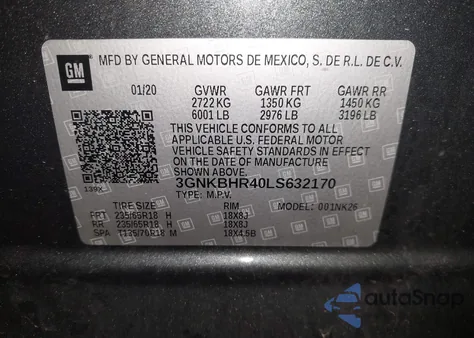 2020 Chevrolet Blazer Awd 2Lt from USA, damaged, VIN 3GNKBHR40LS632170